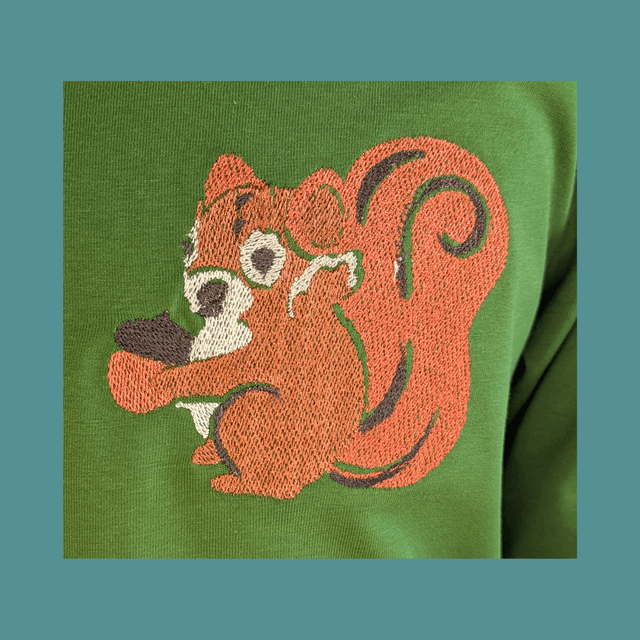 Squirrel embroidered long sleeve Tee 